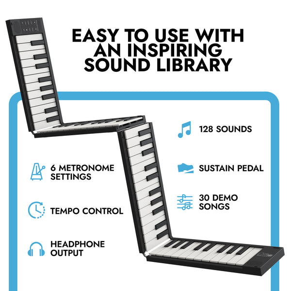 Carry-On Music Bundle: Black Folding Piano 88 Touch & Studio Headphones