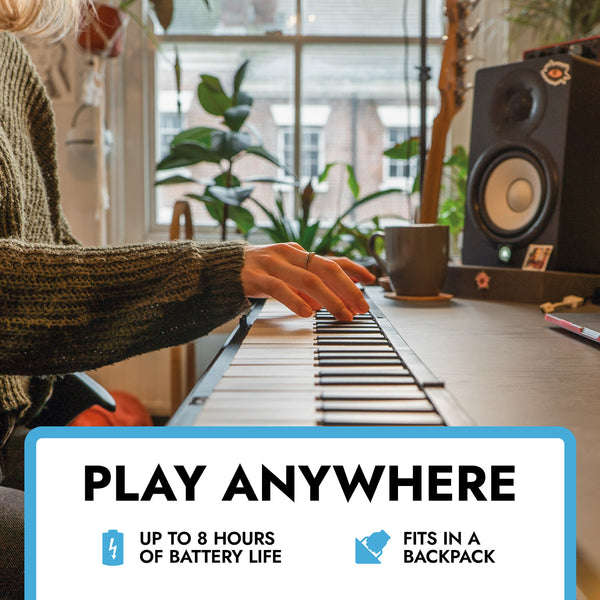 Carry-On Music Bundle: Black Folding Piano 88 Touch & Studio Headphones