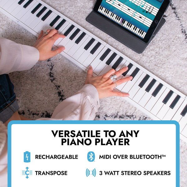 Carry-On Music Bundle: White Folding Piano 88 Touch & Carry-On SH-100 Studio Headphones