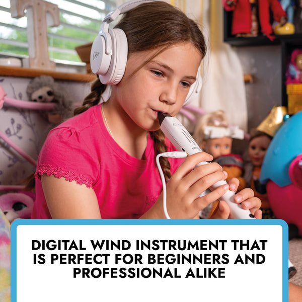 Carry-On Music Bundle: White Digital Wind Instrument 2 & Carry-On SH-100 Studio Headphones