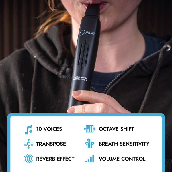 Carry-On Music Bundle: Black Digital Wind Instrument 2 & Carry-On SH-100 Studio Headphones